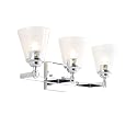 JONATHAN Y 21" Chrome Marion 3-Light Vanity Light Wall Sconce for Bathroom Decor, Clear Seeded Glass Shade, Reversible Hardwired Lamp for Mirror