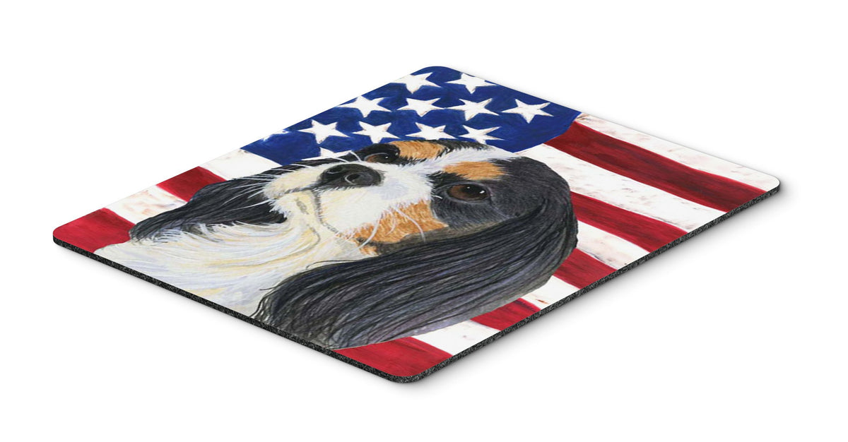 Caroline's Treasures SS4248MP USA American Flag with Cavalier Spaniel Mouse Pad, Hot Pad or Trivet for Home Office Gaming Working Computers Laptop