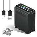10800mAh NP-F970 NP-F980 Battery Replacement with PD 20W Fast Charging Type C USB Fast Charging Cable for Sony Handycam Video Light Monitor