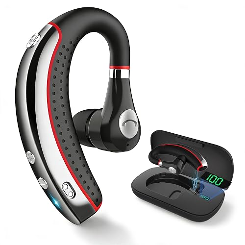 Bypeanis Bluetooth Headset, Wireless Bluetooth Earpiece with 500mAh Charging Case for Hands-Free Ultralight Headphones V5.3 with Microphone for iOS