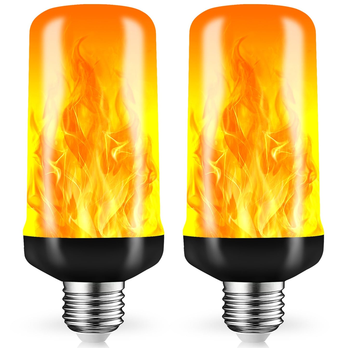 KKHLGB LED Flame Light Bulbs, Flickering Light Bulbs 4 Modes with Gravity Sensor, E26 Base Fire Light Bulb for Halloween, Christmas,Porch, Patio
