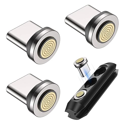 A.S 9Pin Type C Quick Charge Magnetic Adapter [3pcs], Magnetic Plug Replacement Phone Dust Cover Connector for PD60W Magnet USB Charging Cable (Type