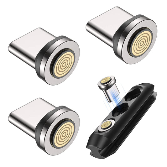 A.S 9Pin Type C Quick Charge Magnetic Adapter [3pcs], Magnetic Plug Replacement Phone Dust Cover Connector for PD60W Magnet USB Charging Cable (Type