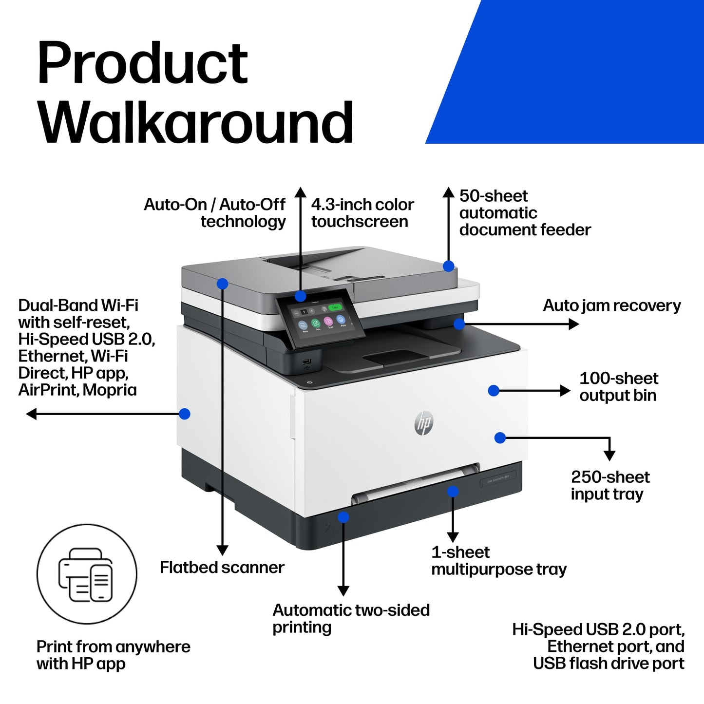 HP Color LaserJet Pro MFP 3301sdw Wireless All-in-One Color Laser Printer, Office Printer, Scanner, Copier, ADF, Duplex, Best-for-Office (499Q3F)