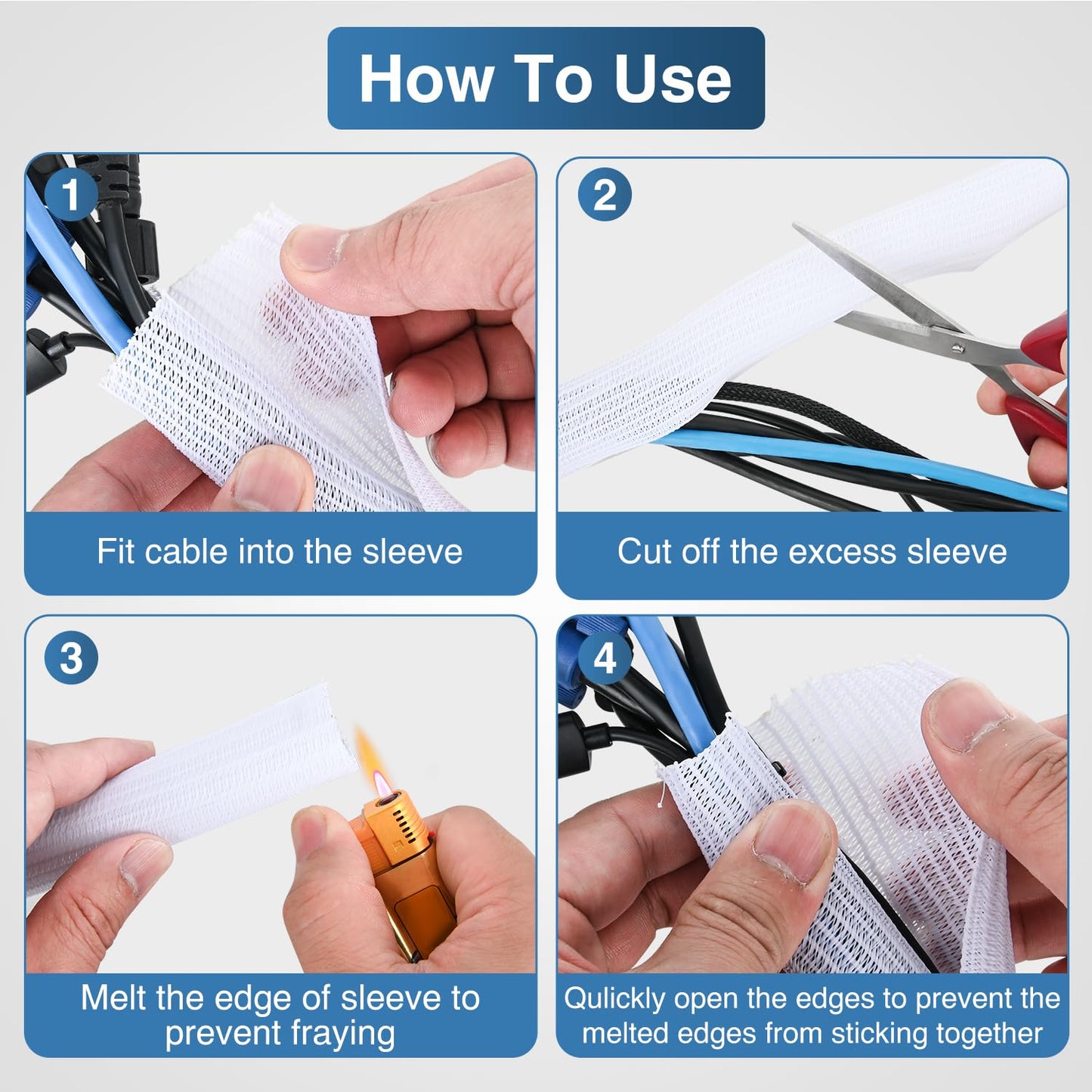 Nilight Cable Sleeve,25ft-1inch Cord Management Sleeves, Braided Sleeving, Split Self Wrapping Wire Loom for Computer Electrical Automotive Harness