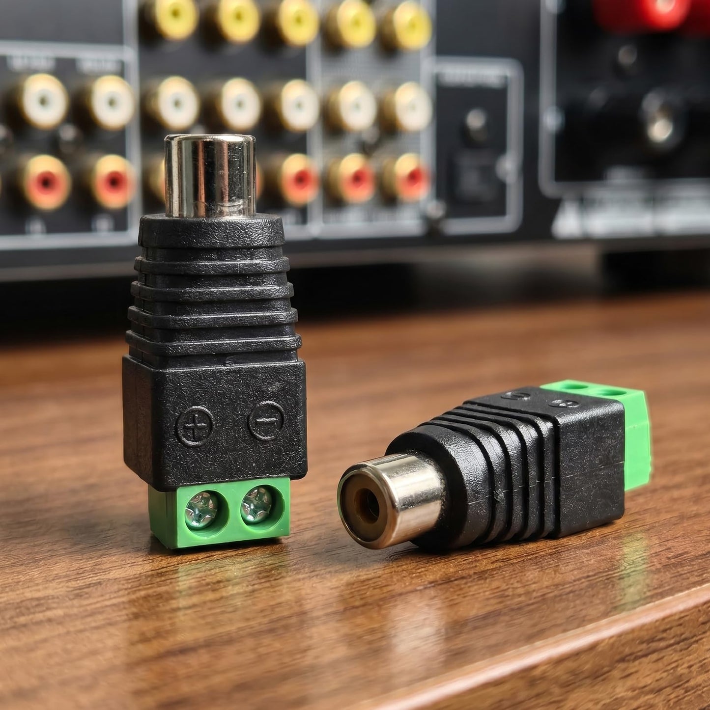 MOBOREST RCA to Speaker Wire Adapter, Solderless Female RCA Connector to AV Screw Terminal, Audio Video Speaker Connectors for CCTV Camera, Amplifier