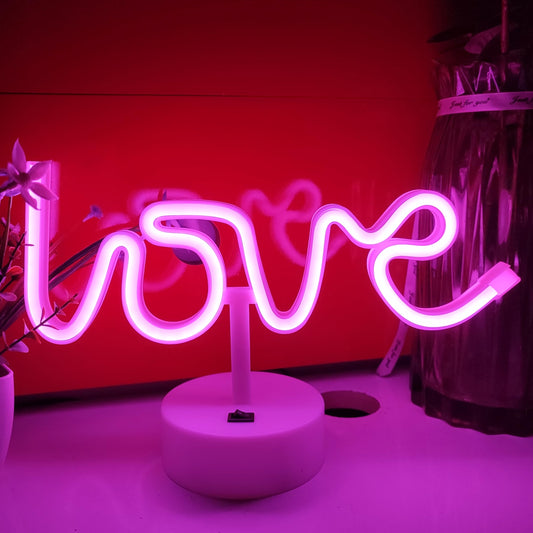 JYWJ Neon Signs with Holder Base,USB or 3-AA Battery Powered Neon Light,LED Table Decoration,Bedroom Wall Decoration,Birthday Gift,Wedding Supplies