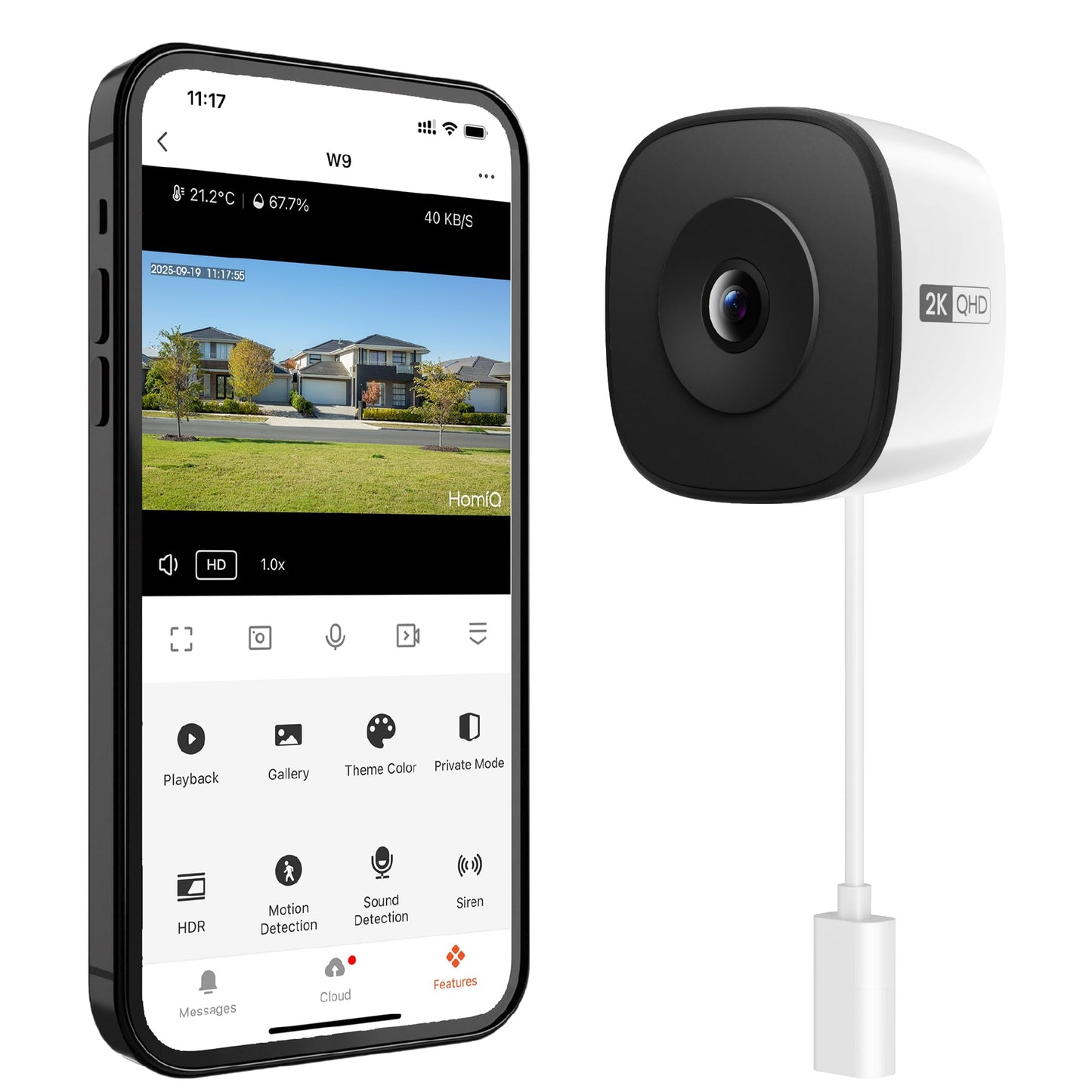HOMIQ LIFE Window Security Camera 3MP 2K, Indoor WiFi Cameras 2.4GHz/5GHz with Colorvue AI Color Night Vision, Person Detection with Auto-Focus, 24/7