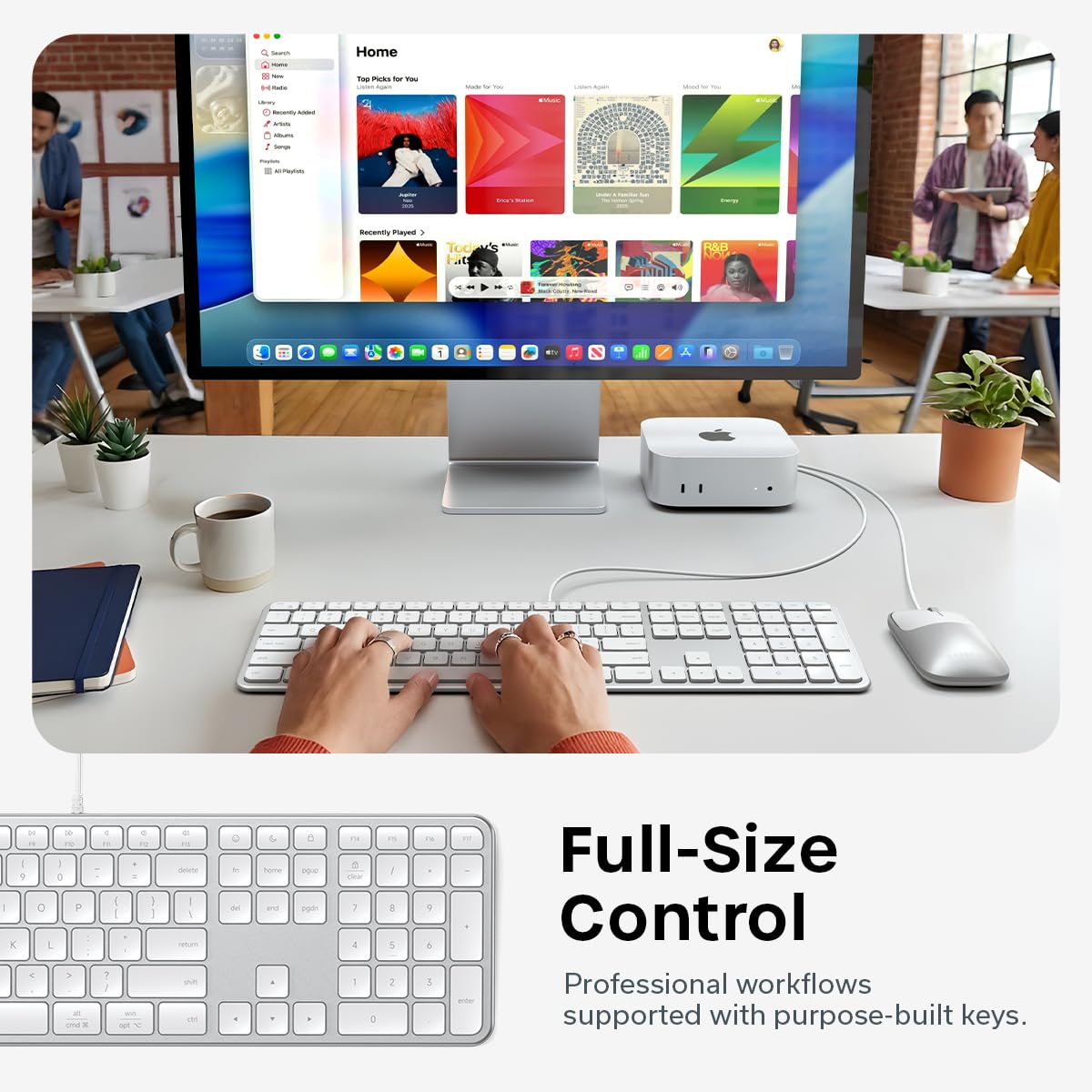 Satechi Slim LX3 Wired Keyboard, Cross-Platform OS Switching, Silver