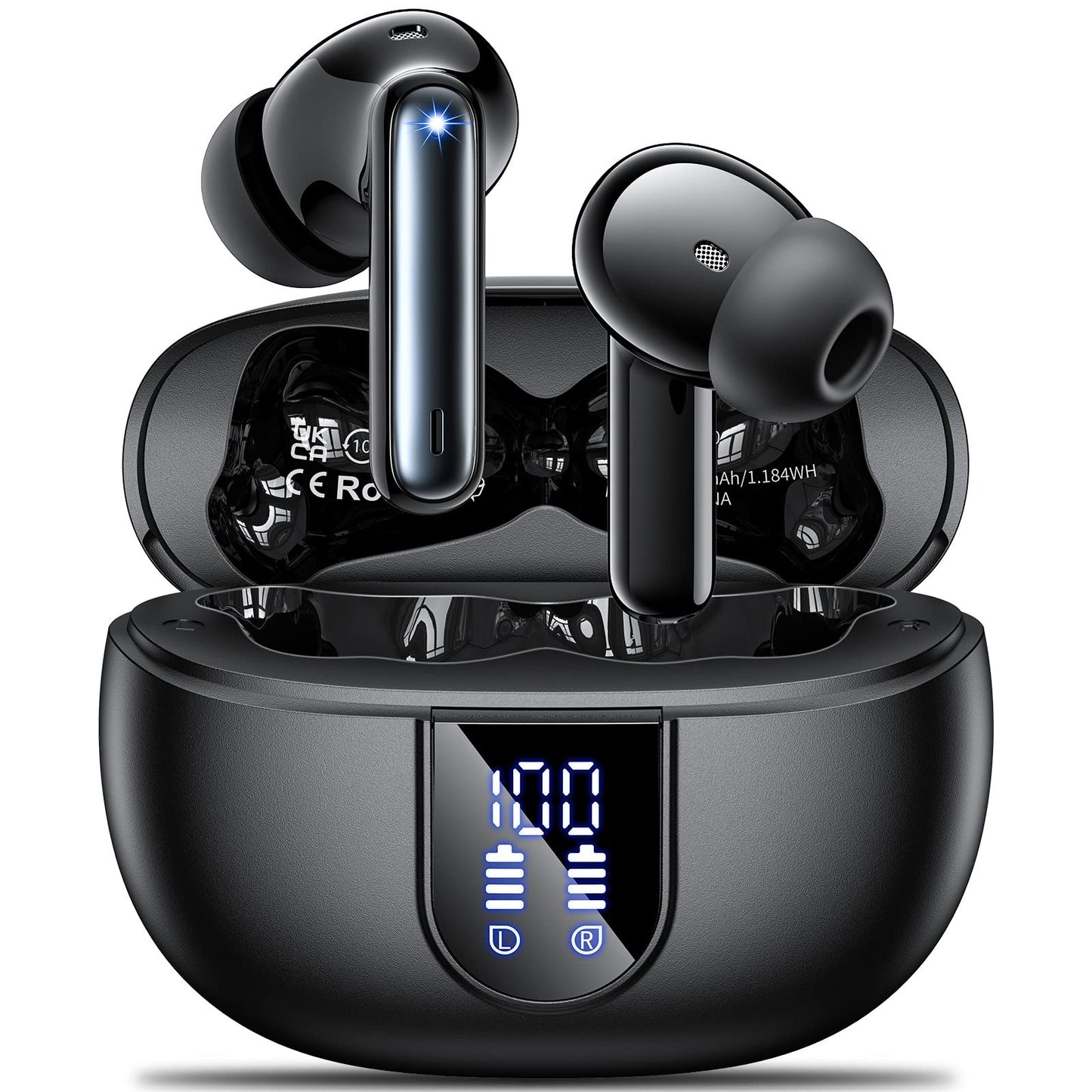 Wireless Earbuds, 2024 Wireless Headphones HiFi Stereo Earphones with 4 ENC Noise Canceling Mic, 42Hs Playtime In Ear Earbud, Bluetooth 5.3 Sport