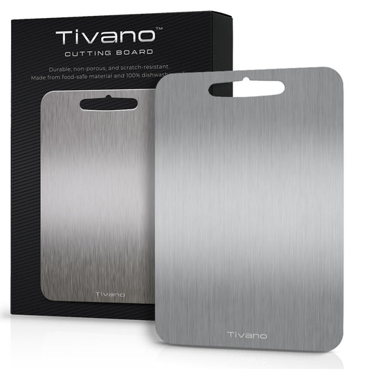 Tivano Original Tivano TitaniumShield Cutting Board 12"x8" Metal Pro | Ultra Durable, Dishwasher Safe, Heat Resistant, Odor & Stain Free, Knife…