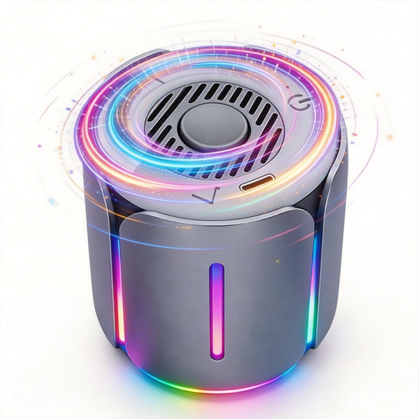 Interactive Spinning Bluetooth Speaker with RGB Light - Metal Fingertip Gyro Desk Gadget, Portable LED Night Light Speaker, USB-C Rechargeable Mini