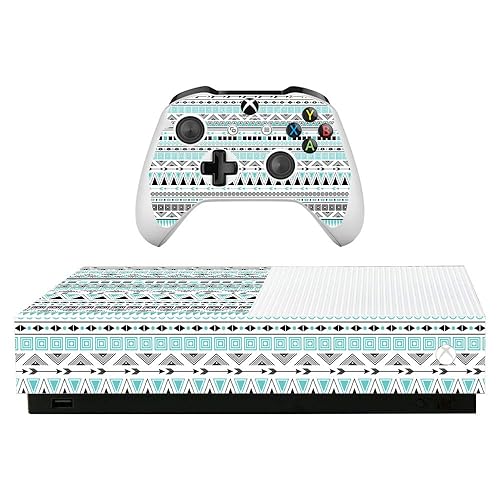 MightySkins Skin for Microsoft Xbox One S All-Digital Edition - Turquoise Tribal | Protective, Durable, and Unique Vinyl Decal wrap Cover | Easy