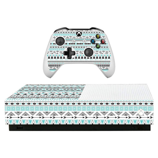 MightySkins Skin for Microsoft Xbox One S All-Digital Edition - Turquoise Tribal | Protective, Durable, and Unique Vinyl Decal wrap Cover | Easy