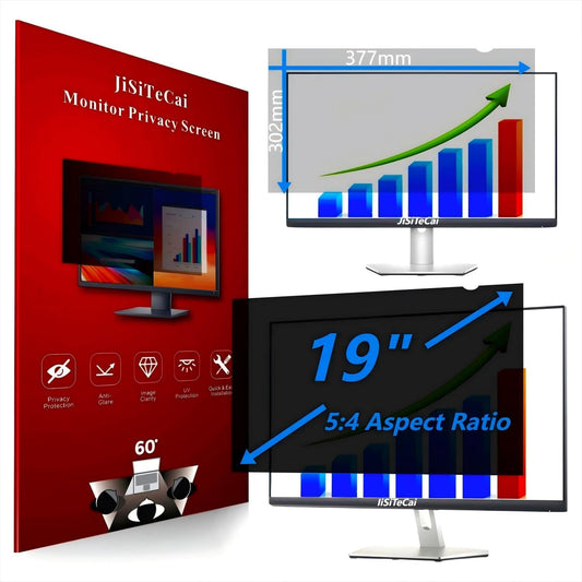 JiSiTeCai 19 Inch 5:4 Computer Privacy Screen Filter for Monitor - Privacy Shield and Anti-Glare Protector (14 13/16" x 11 7/8")