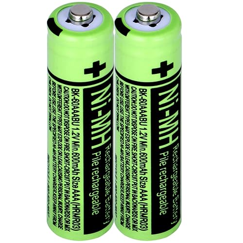 Yibatopow 2Packs BK-60AAABU 1.2V 600mAh Replacement Batteries,AAA Ni-MH Rechargeable Batteries 1.2V for Panasonic Cordless Phones, Phone Handset