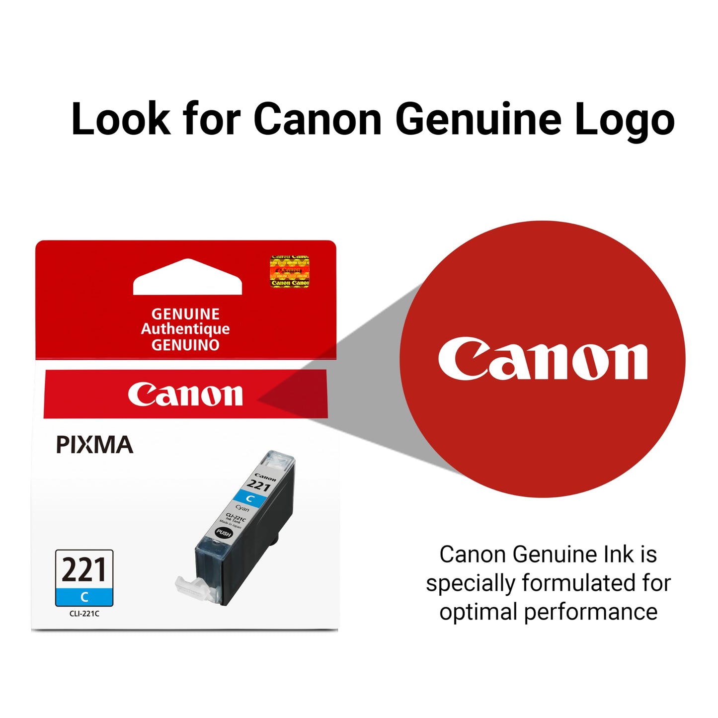 Canon CLI-221 Genuine Cyan Ink Tank, Compatible with MP980, MP560, MP620, MP640, MP990, MX860, MX870, iP4600, iP3600, and iP4700 Printers