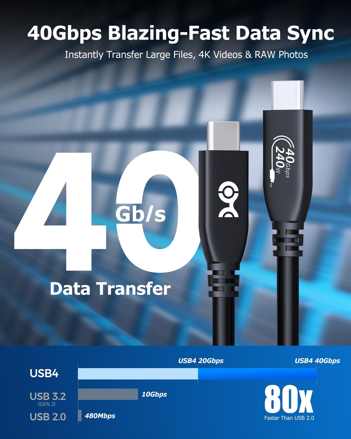 Cable Matters [USB-IF Certified] 40Gbps USB 4 Cable - 3.3ft, Supports Up to [8K@60Hz / 4K@240Hz Video, 240W Charging, 40Gbps Data Transfer] USB4