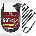 Zip Ties Heavy Duty 250 lb 28 Inch, Extra Long Cable Ties Wide Plastic Wire Ties Strong Large Zip Tie Wraps Black Industrial Zipties for Outdoor Use