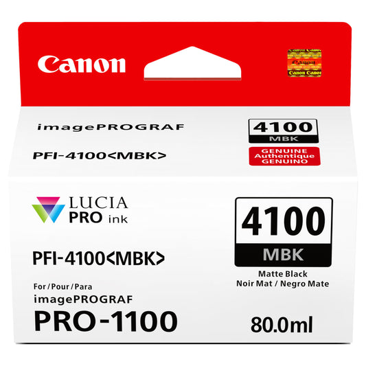 Canon PFI-4100 Genuine Matte Black Ink Tank, Compatible with imagePROGRAF PRO-1100 Printers