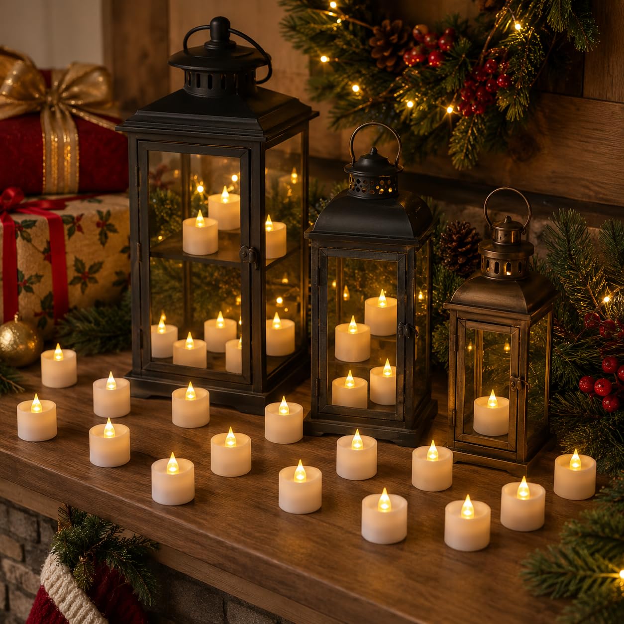 24 Pack LED Tea Lights with Remote Control, Flameless Battery Operated Tealight Candles, Warm White Flickering, Long Lasting for Home Decor, Wedding