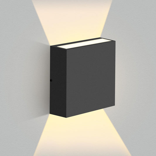 illumishin Modern LED Wall Sconce Outdoor Up Down Wall Lamp, Black Aluminum Waterproof Wall Lights Exterior Light Fixtures 450LM 3000K Hallway Wall
