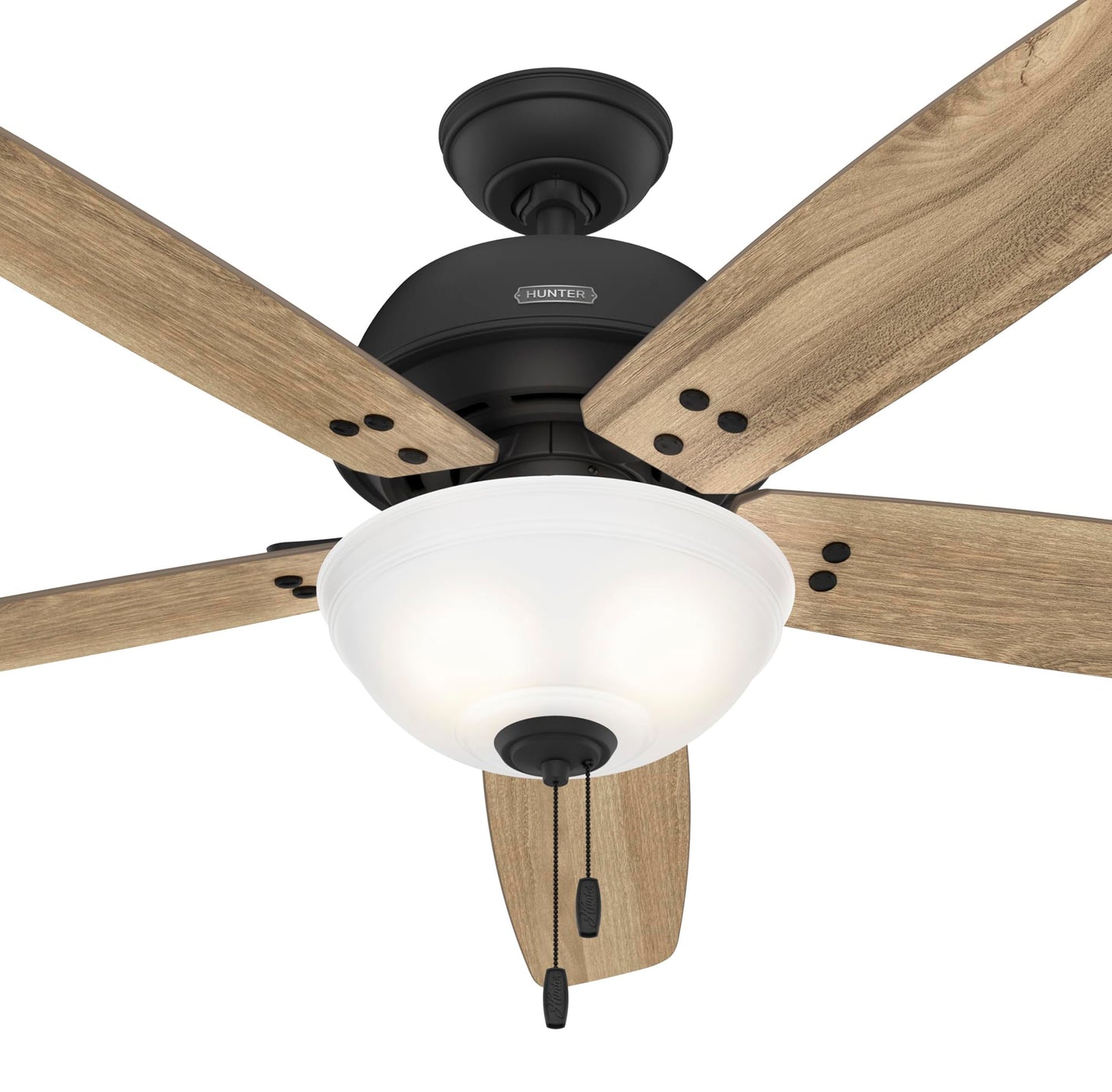 Hunter Fan 60 inch Casual Matte Black Finish Indoor Ceiling Fan with LED Light Kit and Pull Chain (Renewed)