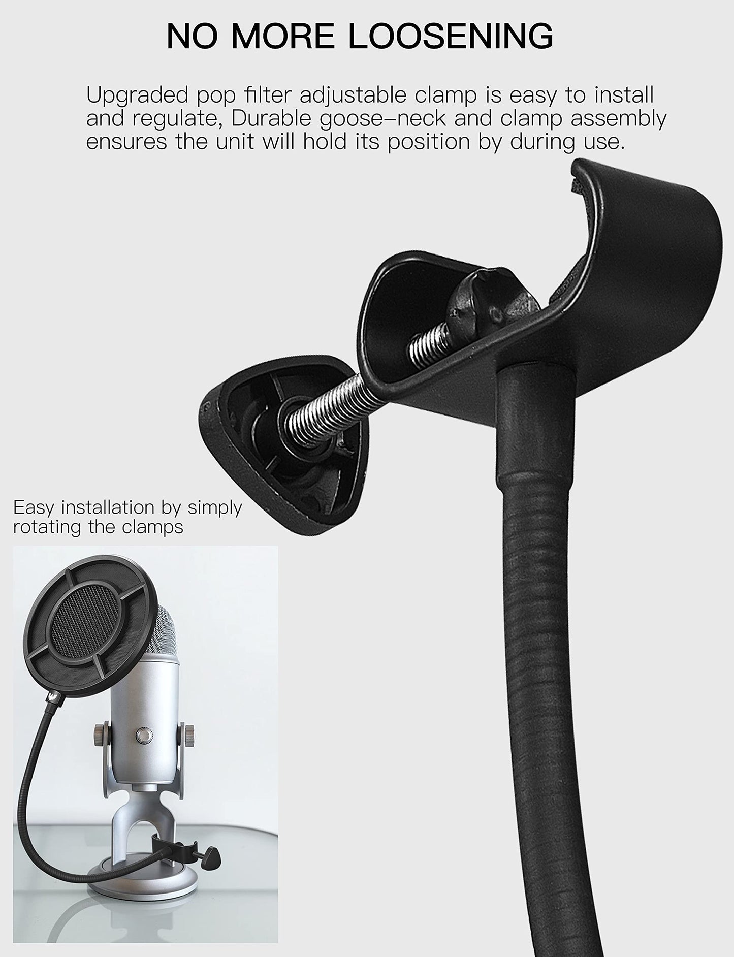 Mic Pop Filter, Professional Metallic Mic Pop Filter Mesh for Blue Yeti and Any Other Mic, ARISEN Dual Layered Microphone Pop Filter, Mic Filter with