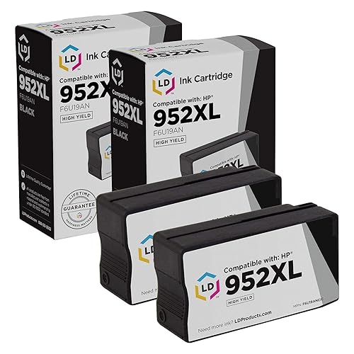 LD Products Compatible Replacements for HP 952XL Ink Cartridges 952 XL High Yield (2 Pack, Black) for use in OfficeJet: 7740, 8702, 8715 / OfficeJet