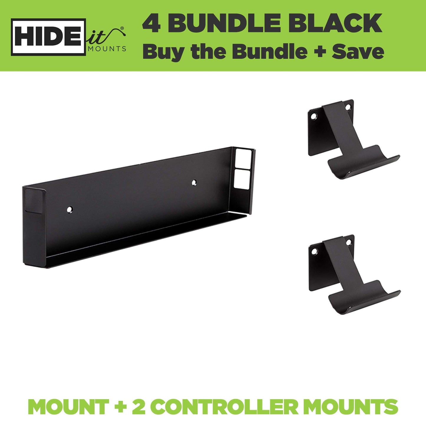 HIDEit Mounts 4 Bundle, Wall Mounts for Original PS4 and Controllers, Steel Mount for PS4 Original and 2 Controller Mounts to Safely Store Your PS4