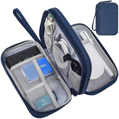Dealcase Universal Electronics Accessories Case, Waterproof Portable Cable Organizer Bag, Multifunctional Travel Digital Accessories Storage Bag, Navy