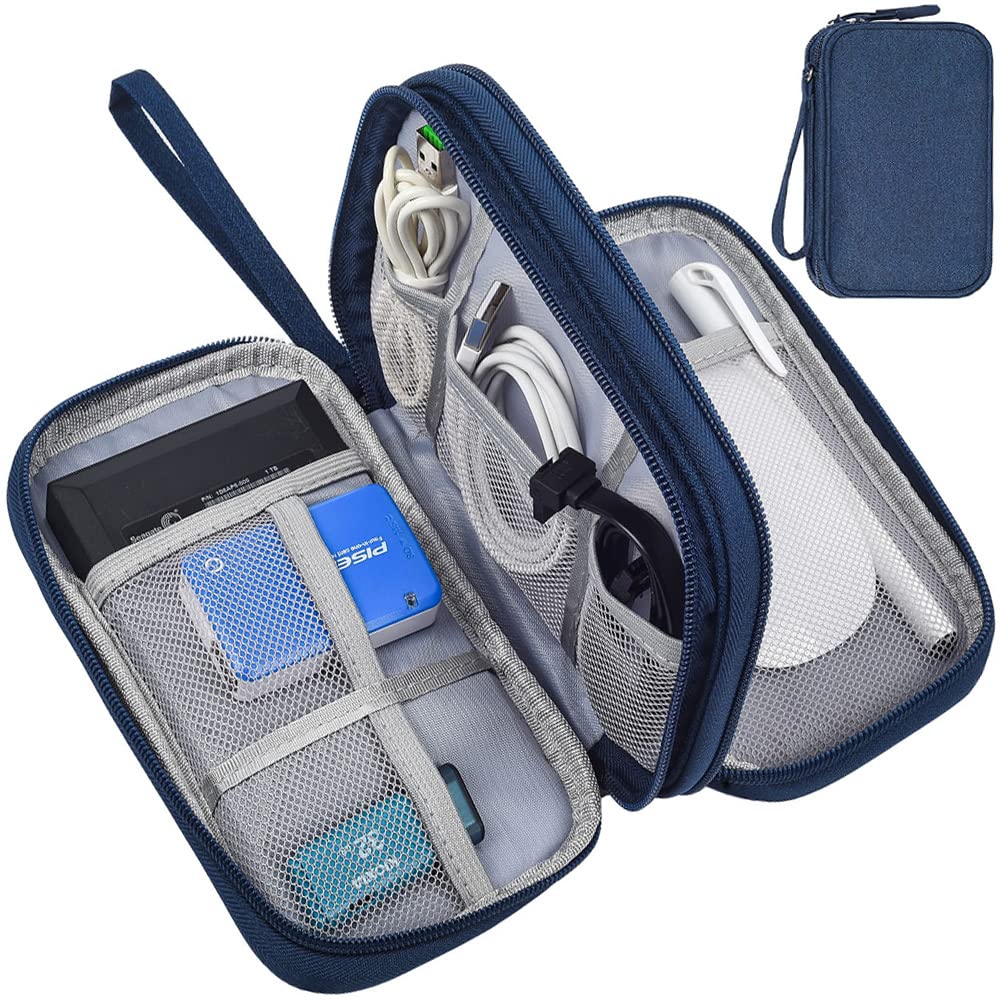 Dealcase Universal Electronics Accessories Case, Waterproof Portable Cable Organizer Bag, Multifunctional Travel Digital Accessories Storage Bag, Navy