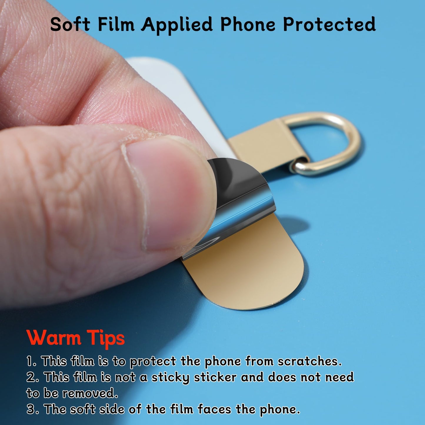 SupOttimo 2Pcs Phone Tether Tab for iPhone, Metal Cell Phone Lanyard Patch, Sticky-Free Universal Phone Patch, Phone Strap Replacement Part for All