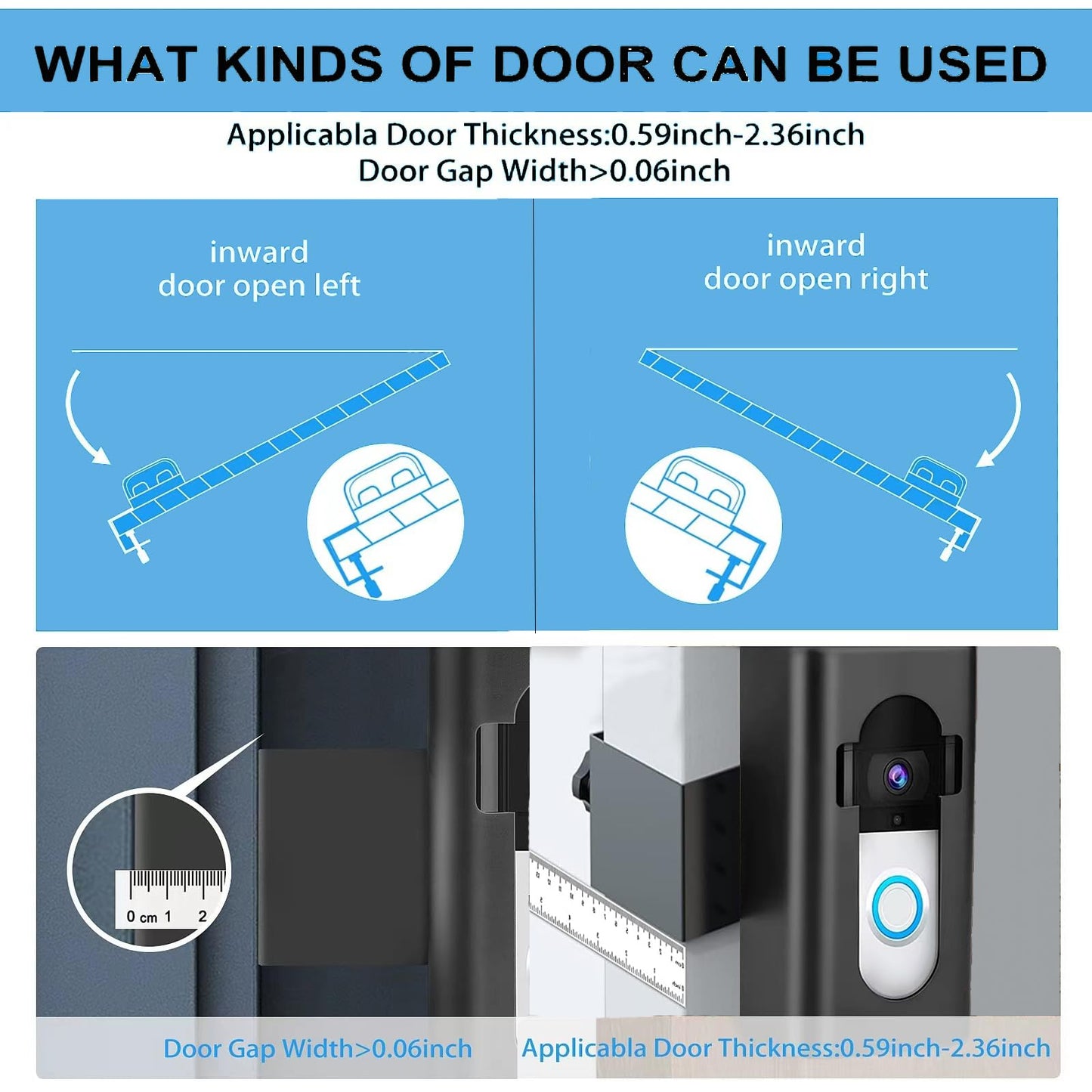 YAHUAA Upgrade Anti Theft Video Doorbell Mount Compatible with Video Doorbell, Adjustable Mounting Bracket Accessories for houses, apartments, Office