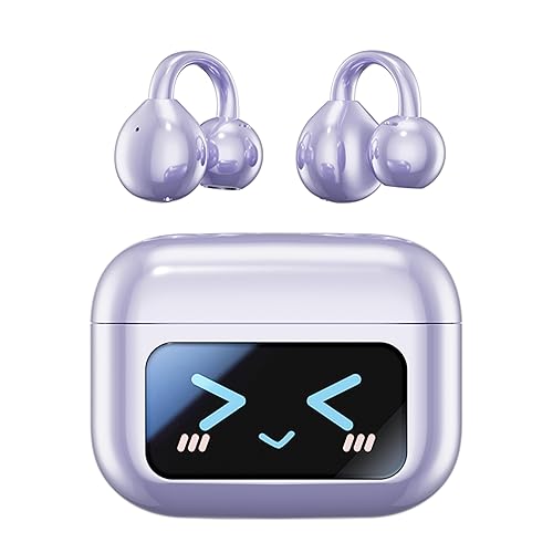MAcnas Open Ear Clip Headphones Wireless Earbuds Bluetooth 5.4 Sports Earphones with Wireless LED Touch Screen Waterproof in Ear Earphones for Pad…