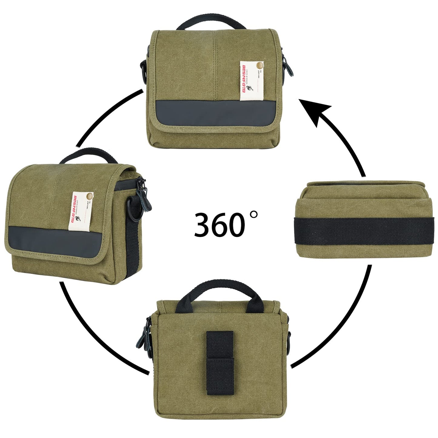 Besnfoto Camera Bag Small Crossbody Camera Shoulder Bag Purse Waterproof Canvas Cute Compact Camera Messenger Bag Case for Mirrorless DSLR SLR Women