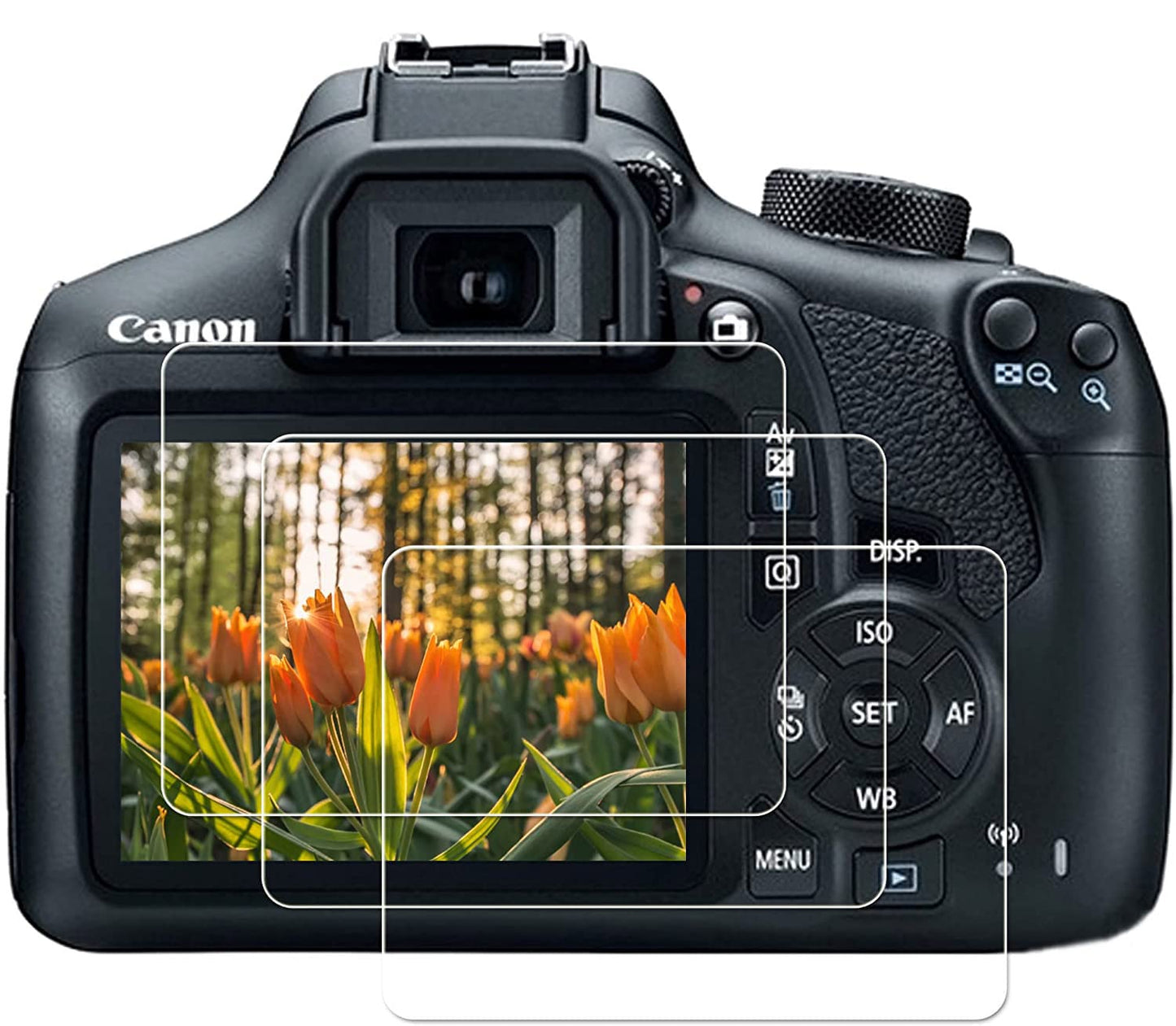PCTC Rebel T7 T6 T5 Screen Protector for Canon EOS Rebel T7 T6 T5 DSLR Camera, Compatible with Canon EOS 1500D 1300D 1200D Screen Protector(3 Packs)