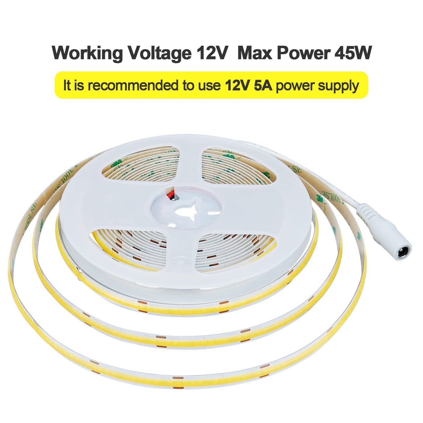 GOMING DC 12V COB LED Strip Light Natural White 4000K 16.4ft(5M) 1560LEDs CRI 93+ Uniform Glow Flexible IP20 Not Waterproof LED Tape Lights for DIY