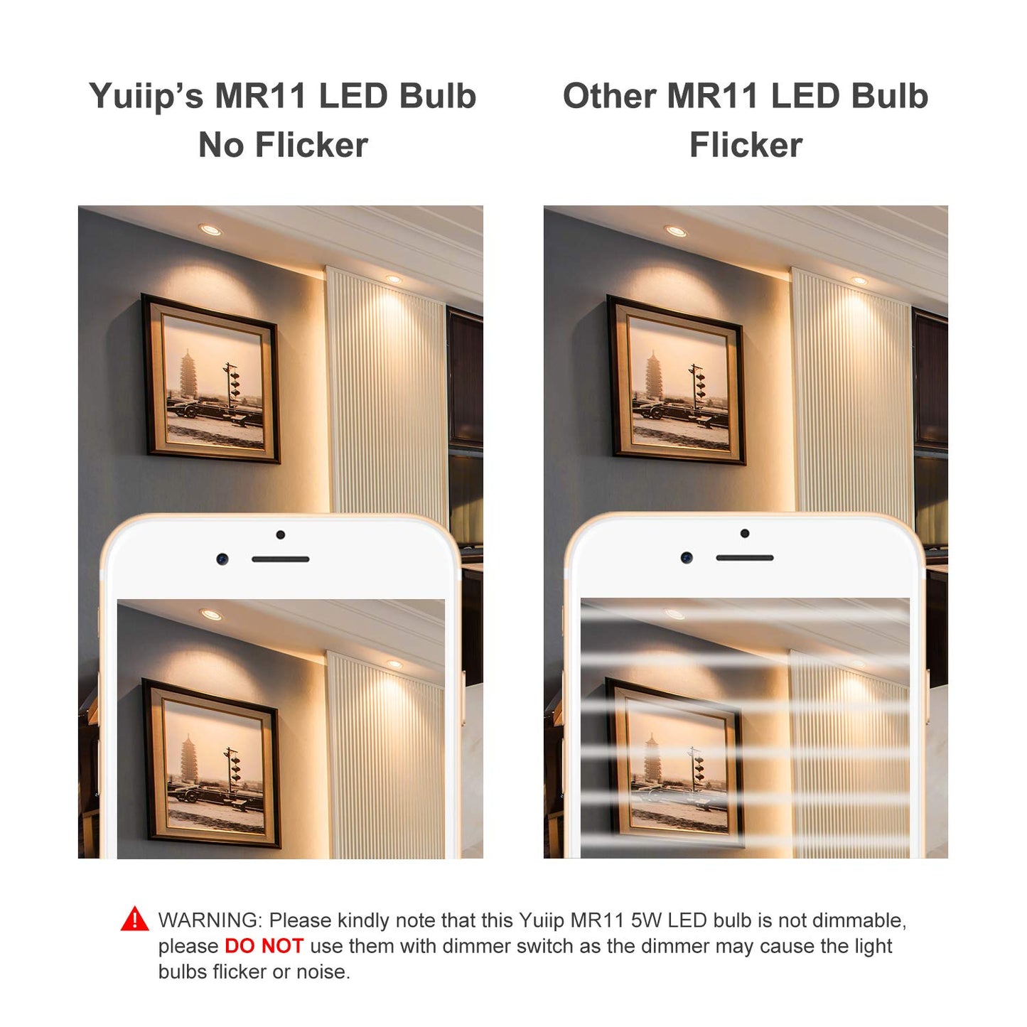 YUIIP 5W MR11 GU4 LED Light Bulbs 12V 20W 35W 40W Halogen Bulb Replacement Soft Warm White 3000K Recessed Spotlight Lamp for Landscape Track Lighting
