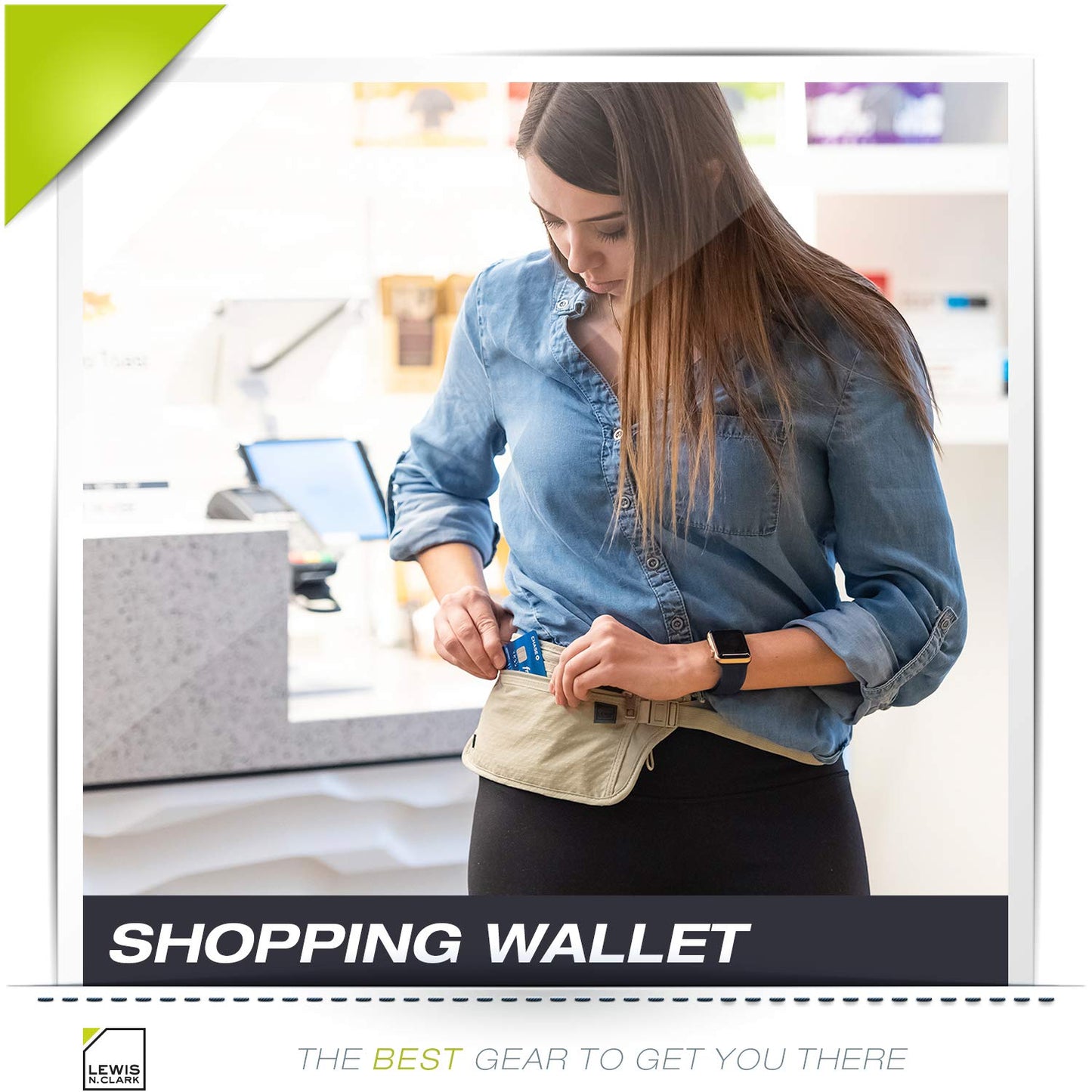 Lewis N. Clark RFID Blocking Money Belt – Travel Pouch & Passport Holder for Women & Men, Secure ID & Credit Card Case, Taupe