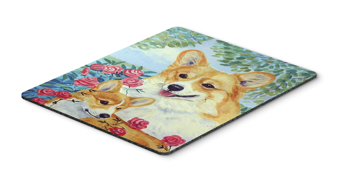 Caroline's Treasures 7084MP Corgi Momma Loves Roses Mouse Pad, Hot Pad or Trivet for Home Office Gaming Working Computers Laptop Mouse Mat,Washable