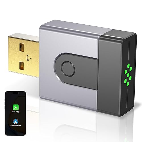 2-in-1 Mini Wireless CarPlay Adapter for Apple CarPlay & Android Auto,Upgrade Wired to Wireless, Fast Auto-Connect, Plug & Play (iOS 10+, Android 10+