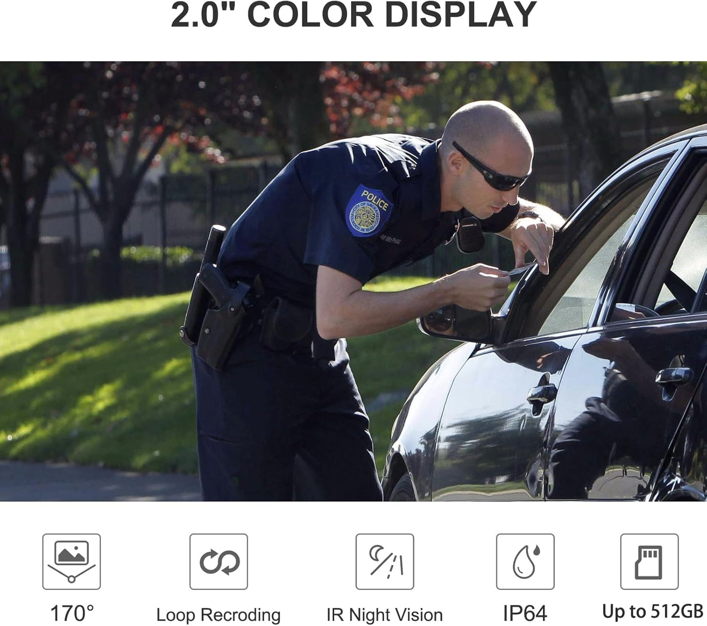 AeroTek 2K Body Camera, Police Body Cam with 64GB Video Recording and Ultra Infrared Night Vision, Body Worn Camera for Law Enforcement Recorder