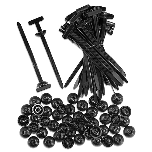50-Pack Upgraded Heavy-Duty Nylon Cable Tie Buckles - Self-Locking Rivet Zip Ties for Car Repair, Home, Office, Garden & Workshop