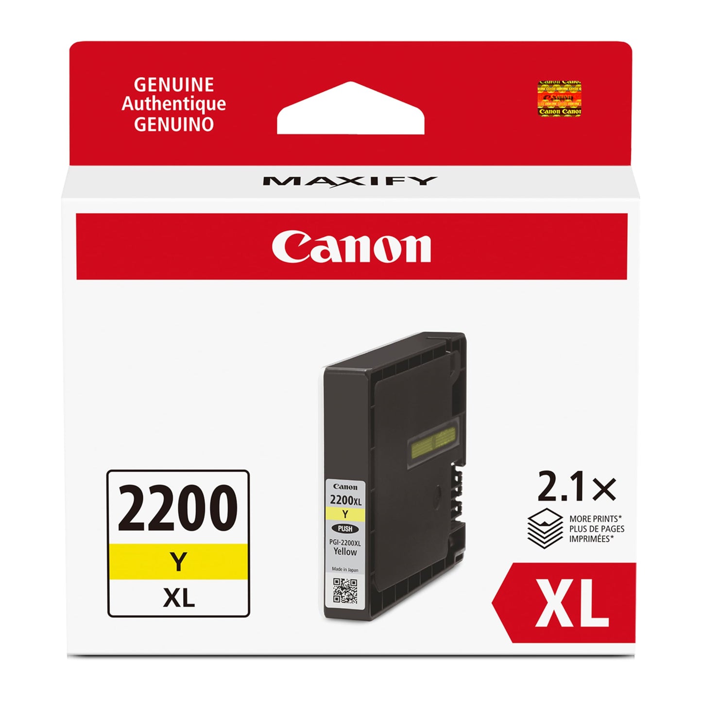 CanonInk Canon PGI-2200XL Genuine Yellow Ink Tank, Compatible with IB4120, MB5420, MB5120, IB4020, MB5020, and MB5320 (Optional) Printers