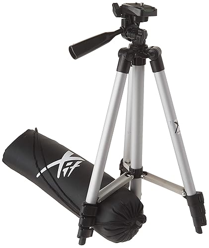 50 Inch Aluminum Camera Tripod with 3-Way Pan Head & Quick-Release Plate - Lightweight DSLR & Mirrorless Tripod with Bubble Level for Photography