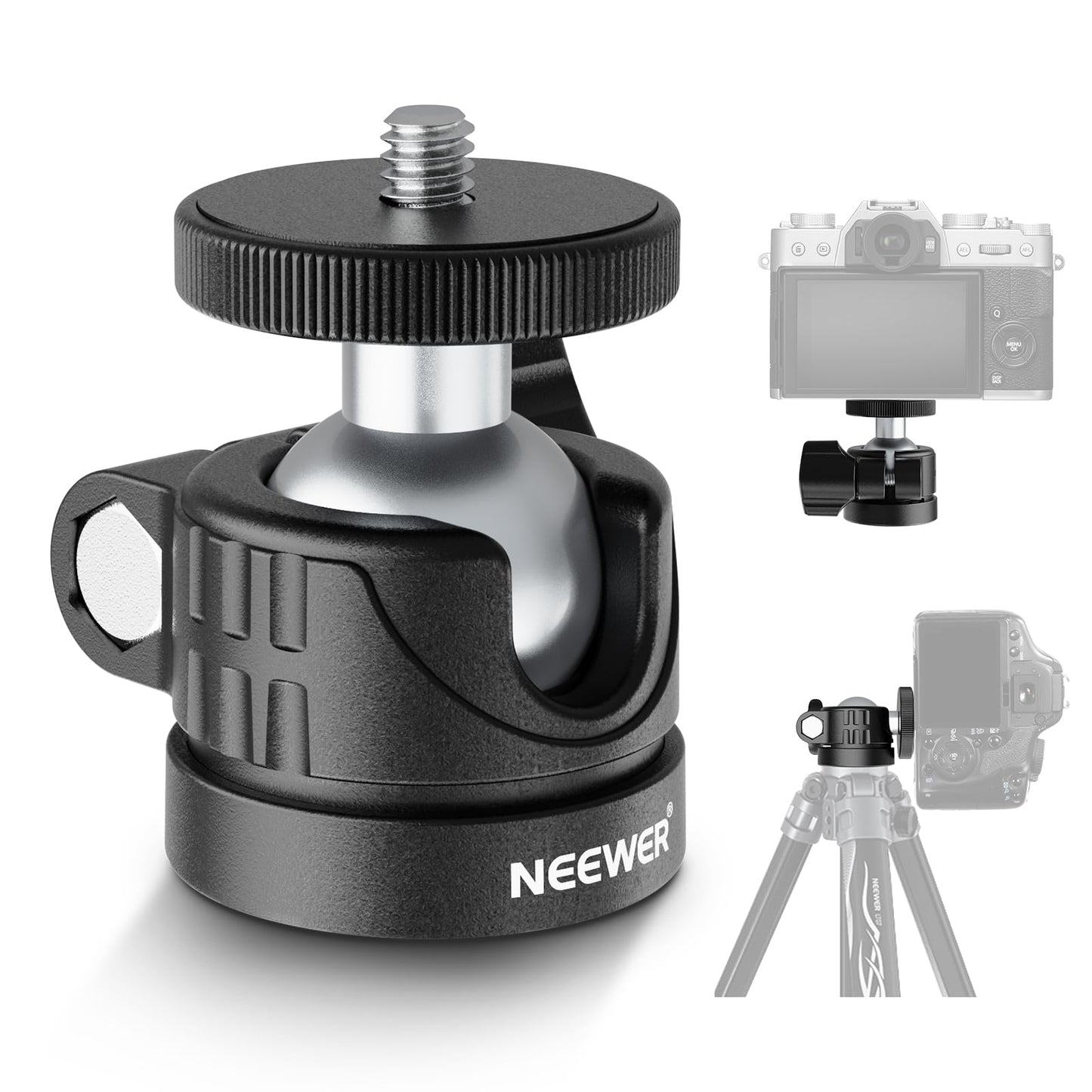 NEEWER Basic Mini Ball Head, Portable Tripod Head Camera Mount Adapter with 1/4" Screw for Compact DSLR Action Cam Phone LED Ring Light Monopod