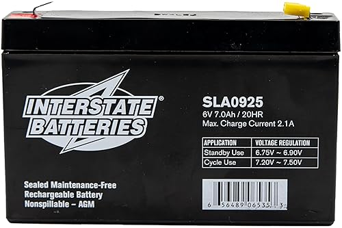 Interstate Batteries 6V 7Ah Battery (F1 Terminal) SLA AGM VRLA Rechargeable Replacement for Electric Fences, UPS Backup Systems, Solar, Medical…
