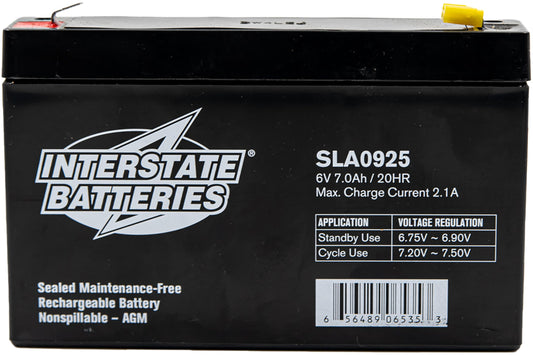 Interstate Batteries 6V 7Ah Battery (F1 Terminal) SLA AGM VRLA Rechargeable Replacement for Electric Fences, UPS Backup Systems, Solar, Medical…