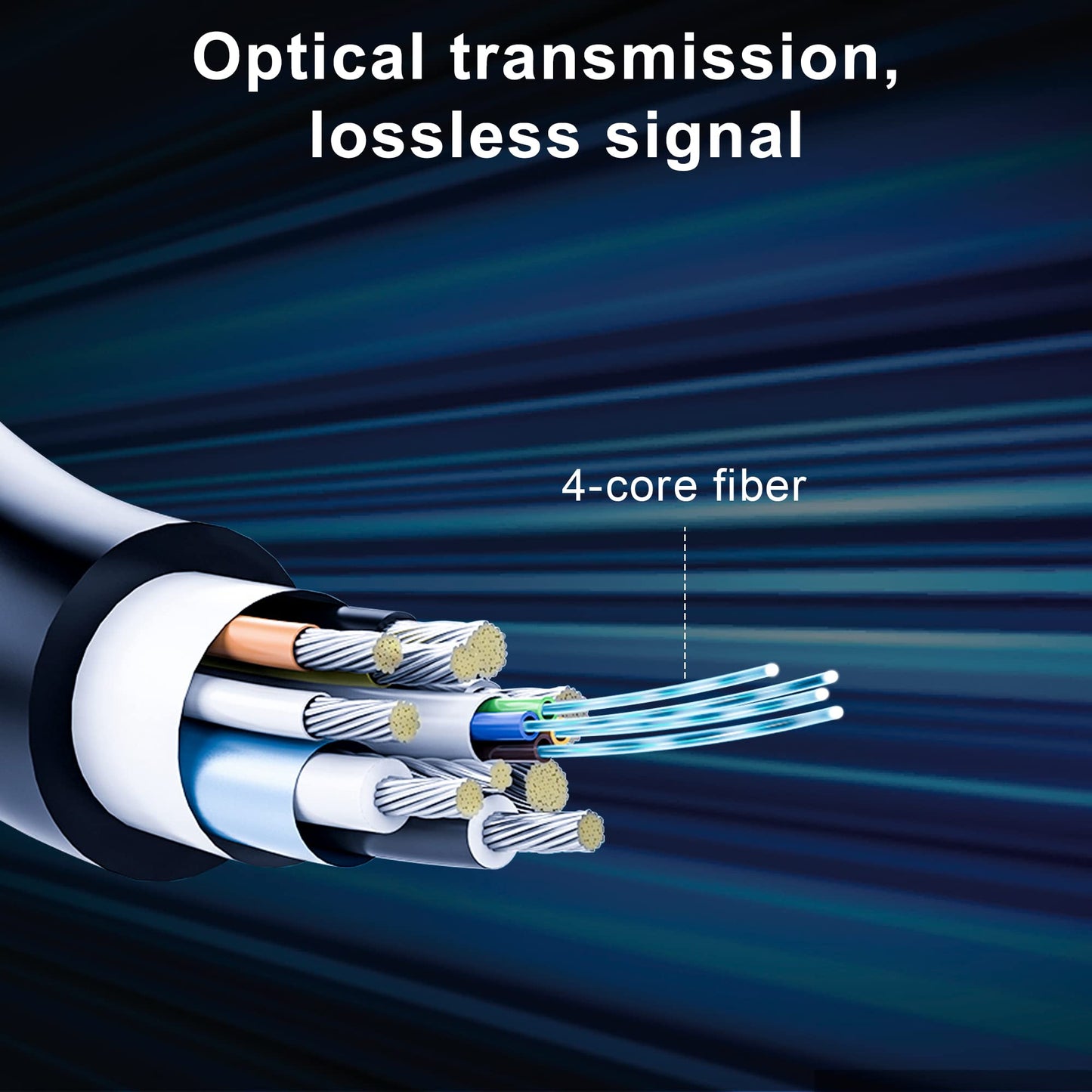 8K Long DP Fiber Optic Cable 165Feet/50m, 8K@60Hz, 4K@144Hz, 32.4Gbps Displayport 1.4 Cable, Gold Plated Connector, Slim and Flexible Cord, Support
